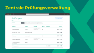 In der Prüfungsverwaltung von eXaminer behalten Lehrkräfte aktive, freigegebene und archivierte Prüfungen im Blick.